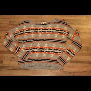 Under Skies | Grey & Orange Tribal Print Sweater